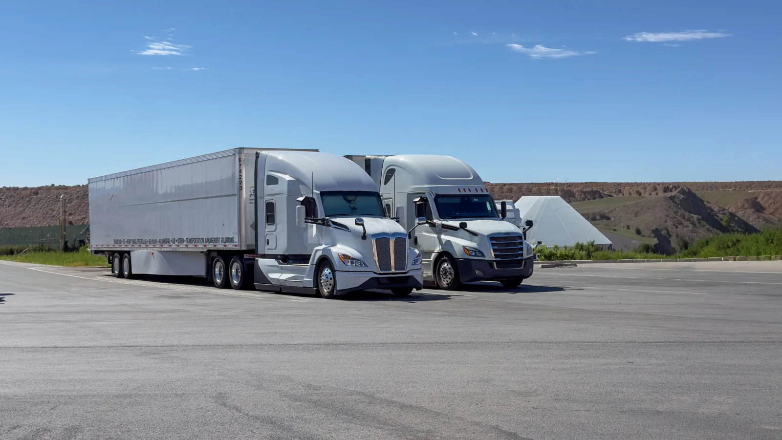 Fleet trucks parked for compliance review
