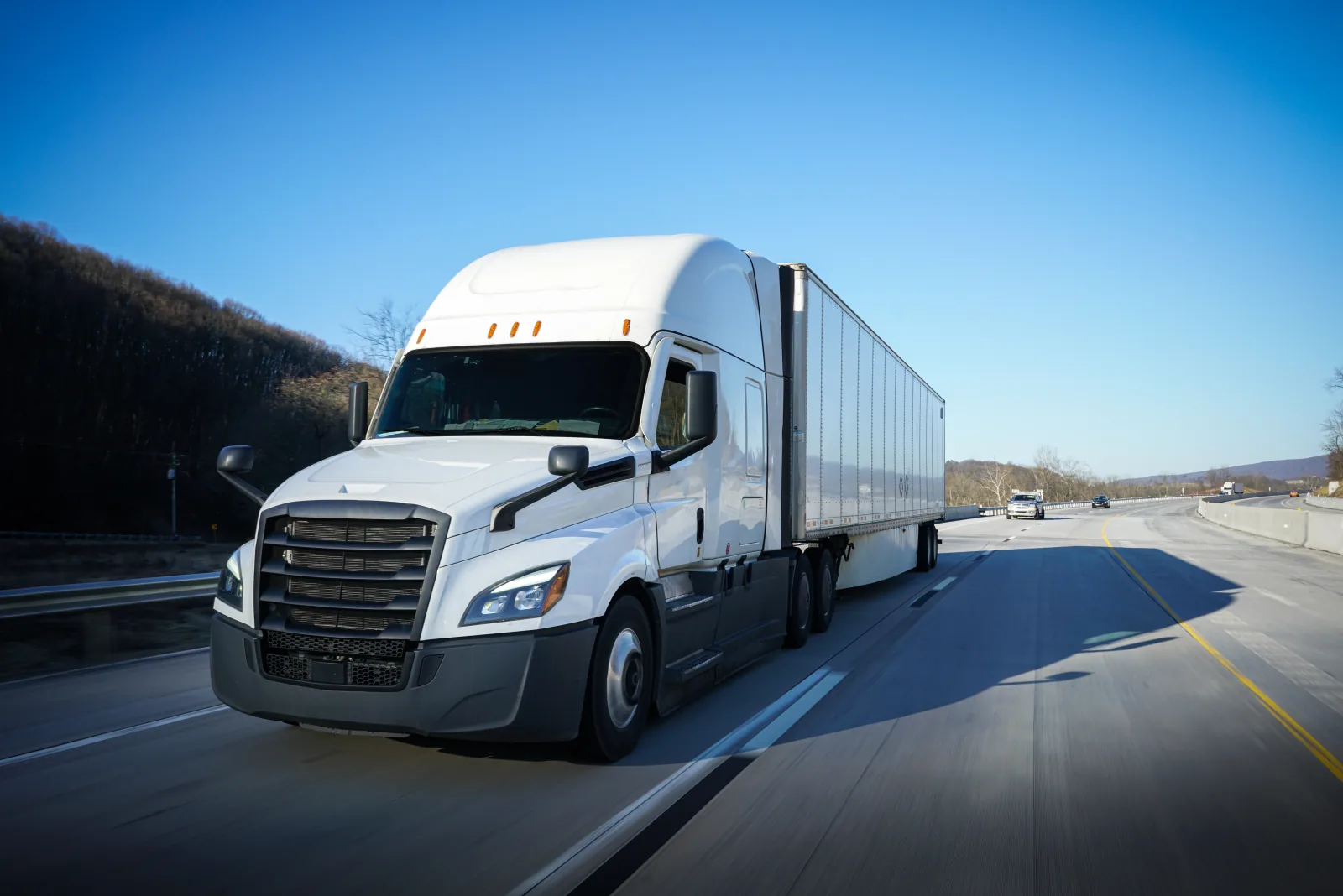 Tractor-trailer on a highway